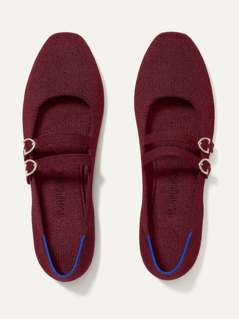 Final Price Rothy’s NEW NWOB Double-Strap Knit Ballet Flats - Wine Mary Jane’s